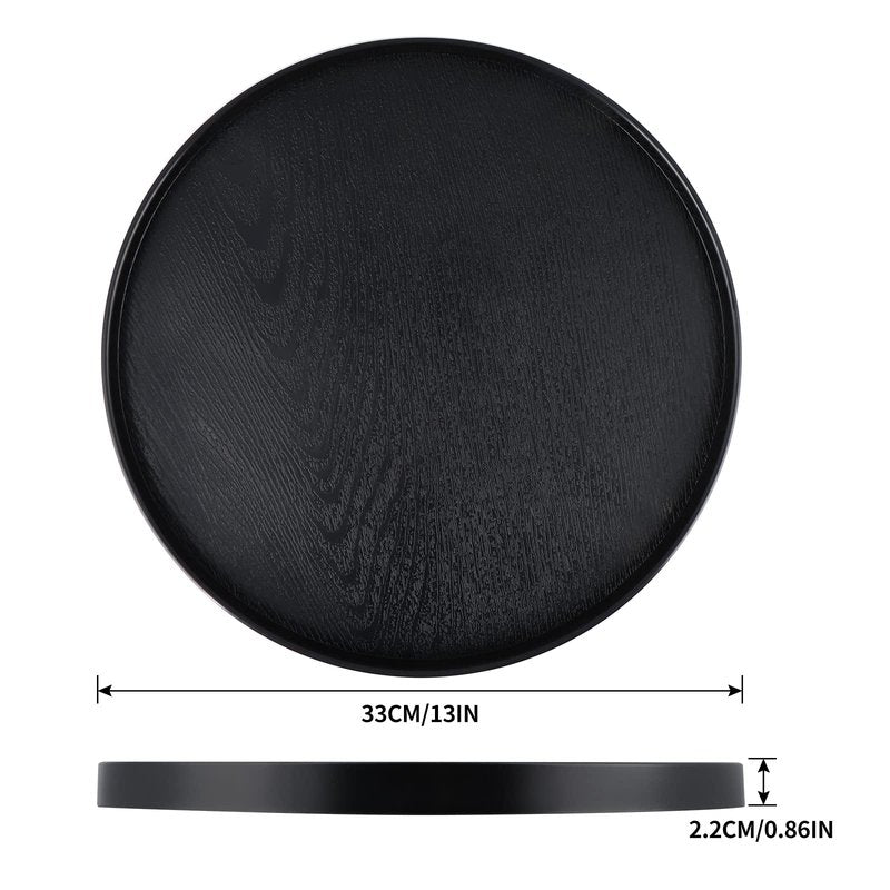 MDLUU Plastic Serving Tray, 13" Ottoman Tray, Round Butler Tray for Breakfast in Bed, Coffee Table Decor, Party