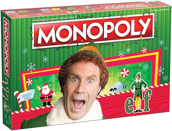 Monopoly Elf | Based on Christmas Comedy Film Elf | Collectible Monopoly Game Featuring Familiar Locations and Iconic Moments | Officially Licensed Monopoly