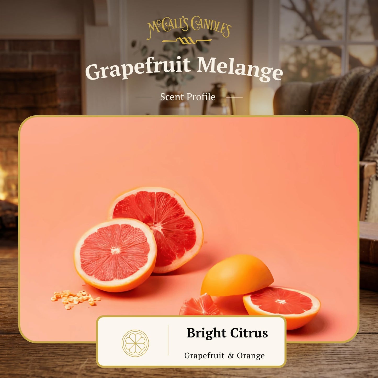 McCall’s Candles | Grapefruit Mélange | 26 oz Scented Candle | USA-Poured | Vintage Rustic Jar with Carrying Handle | Bright Citrus Medley Fragrance