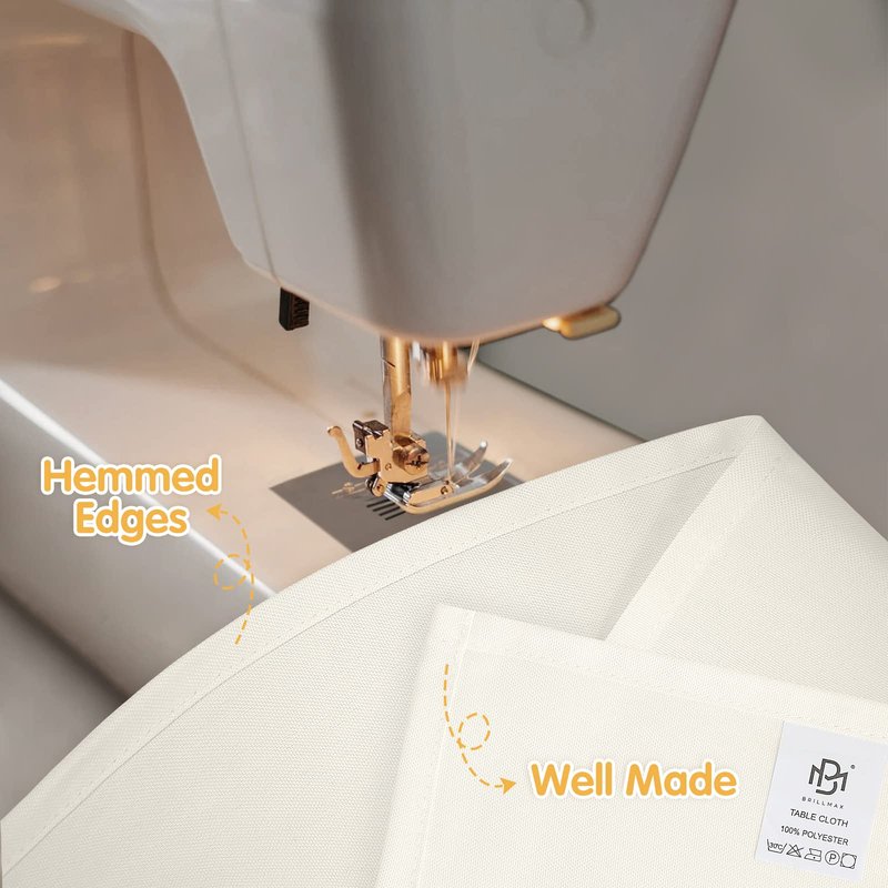BRILLMAX 6 Pack Ivory Tablecloths 90 x 156 Inch for 8ft Rectangle Tables - 150 GSM Polyester Fabric, Floor Length Drop, Water, Stain & Wrinkle Resistant Cloth Cover for Wedding Reception Banquet