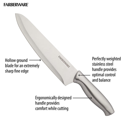 Farberware Juego de cuchillos de acero Inoxidable con sello bloque de 15 piezas
