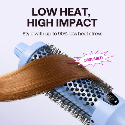 Wavytalk Thermal Brush, Blowout Boost 1.5 inch Heated Round Brush for Blowout Look, Dual Voltage, Pink, Sakura, Tourmaline Ceramic, Negative Ion Technology, 5 Temperature Settings, Less Damage