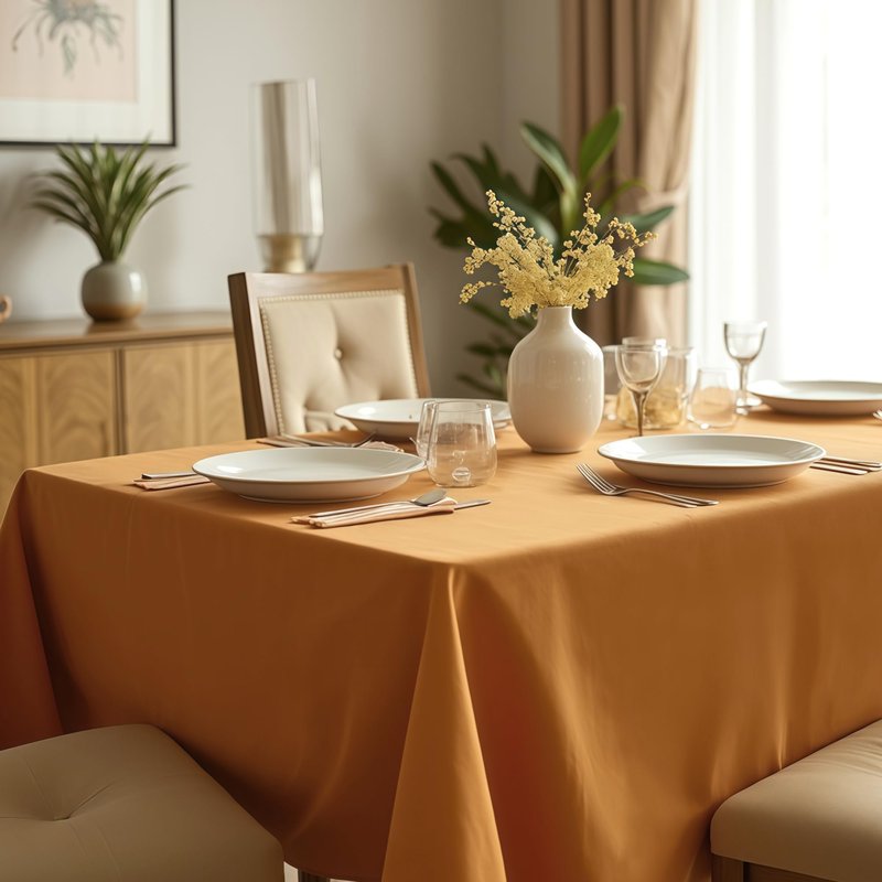 sancua Thanksgiving Tablecloths for 6 Foot Rectangle Tables, 8 Pack Light Brown - Washable Polyester Fabric Fall Table Cloth for Harvest Party, Birthday, Banquet Reception, 54x108 Inch Bronze