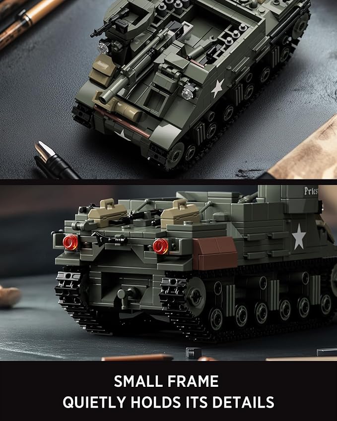 Nifeliz Military M7 Priest Tank Model Building Set WW2 Howitzer Army Vehicle Building Set for Adults Collectible Army Display Model Set and Gift for Enthusiasts (646 PCS NF10336)
