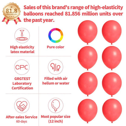 110pcs Pastel Red Balloon 12 Inch, Pastel Red Latex Balloons for Birthday Party Baby Shower Wedding(with 2 Ribbons).