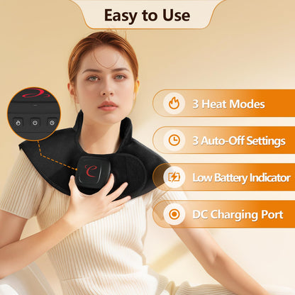 Comfytemp 2.5lb Cordless Heating Pad for Neck Pain Relief, Weighted Rechargeable Heat Pad, FSA HSA Eligible, Electric Neck Heater with 210Mins~450Mins of Battery Life, 9.5"×19" Wrap Suit for S/M Size