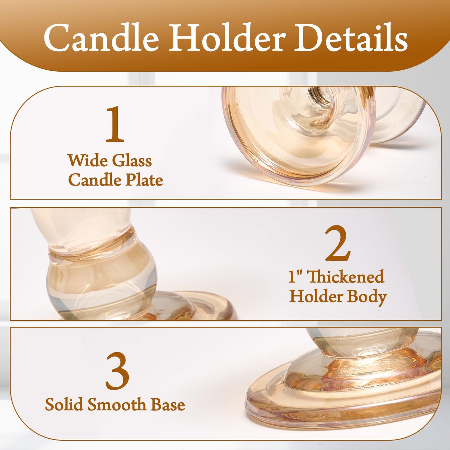 CHILL RECIPE Unity Candle Holders Glass Candlestick Holders for Pillar Candles Taper Candles, Crystal Taper Candle Holders for Weddings Table Centerpiece Dinning(Gold)