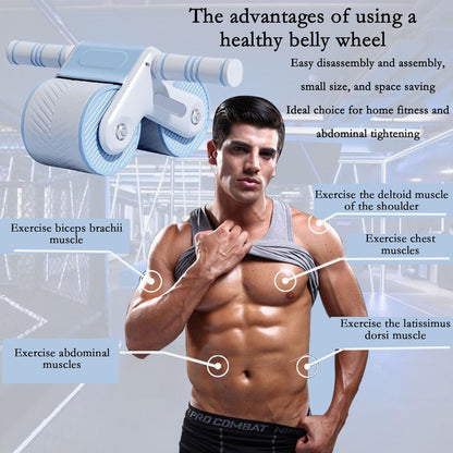 XINGJIEYUN AUTOMATIC REBOUND ABDOMINIUM ROLLER: Automatic rebound abdominal roller for exercise with knee pads, dual wheel balance design and cell phone holder, suitable for outdoor, home, office, gym, in the home gym using abdominal fitness roller for ab