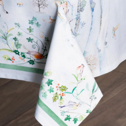 Maison d' Hermine Table Cloth Rectangle Table 100% Cotton 70 x 108 Inches Fall Tablecloth Reusable Everyday Use for Thanksgiving Christmas Decorations Dining Farmhouse Party (Snowy World)