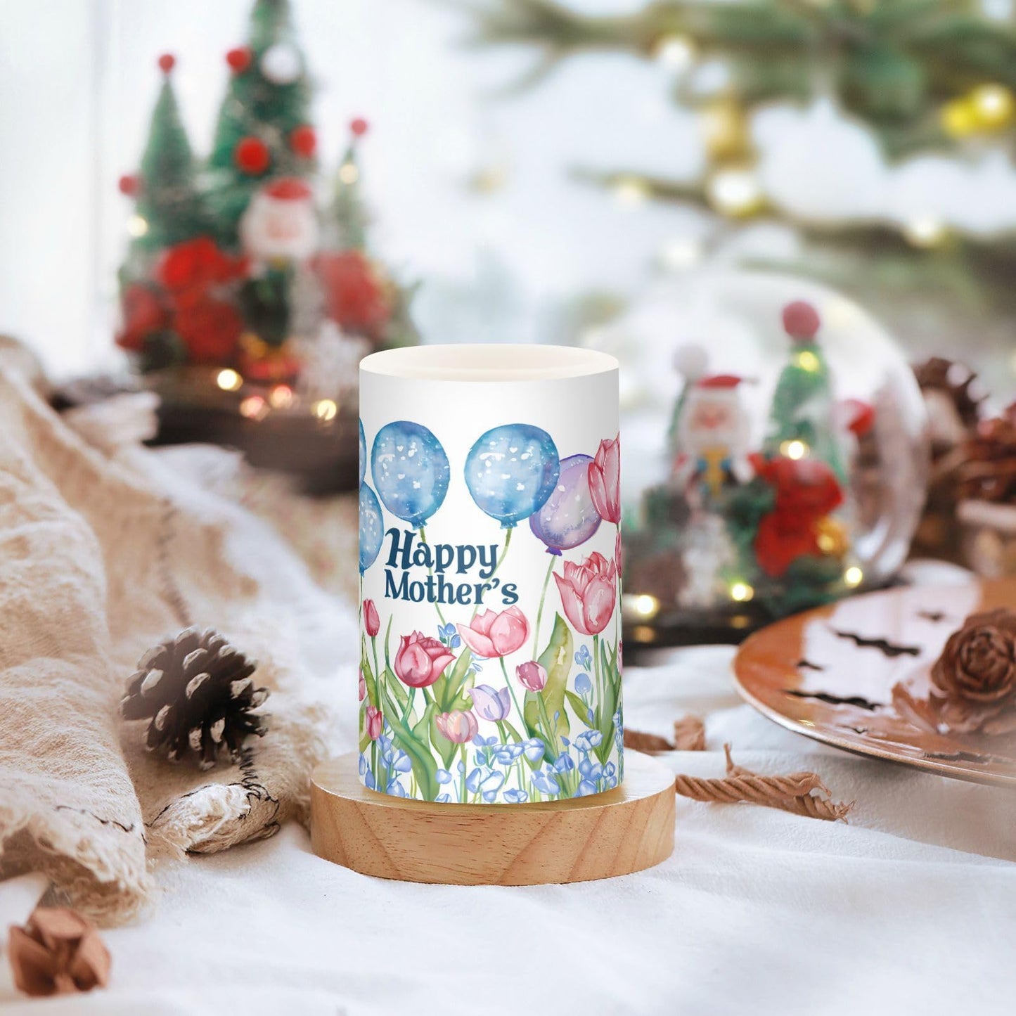 ALAZA Mother's Day Flowers Flickering Flameless Candles Battery Operated with Remote Timer,Tea Light Candles LED Pillar Votive Candles Set of 2 for Outdoor Indoor Decorations