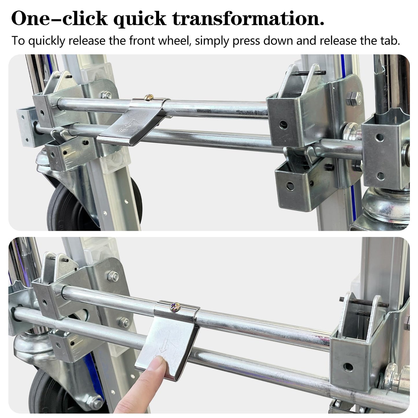 Suzhi Convertible Hand Truck Dolly Cart with Wheels Heavy Duty/with 4 Wheels&Brakes /1000Lbs Load, 2 Straps for Furniture/Appliance/Carton/Warehouse/Office /10 Minutes to Install as Video