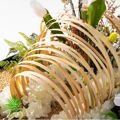 Large Round Table in The Middle of The Turntable Flower Hotel Table Restaurant Light Luxury Decorations Landscape Decorations (Size : Medium)