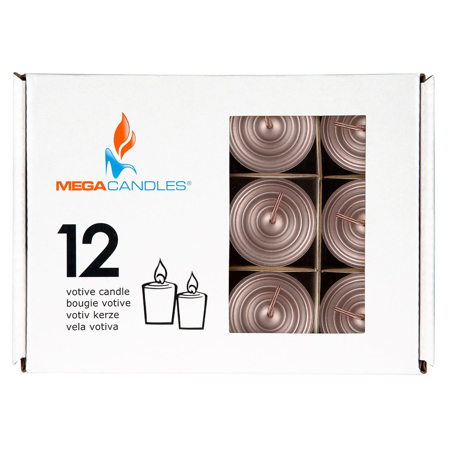Mega Candles 12 pcs Unscented Rose Gold Votive Candles, Hand Poured Wax Candle 15 Hour 1.5 Inch x 2.25 Inch, Home Décor, Wedding Receptions, Centerpieces, Occasions, Events, Festivities, Meditations