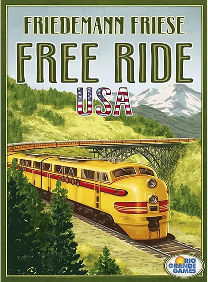 Rio Grande Games: Free Ride USA - Railroad Development Strategy Board Game 1950s America Themed Train Game Connect Cities Ages 14+ 1-5 Players