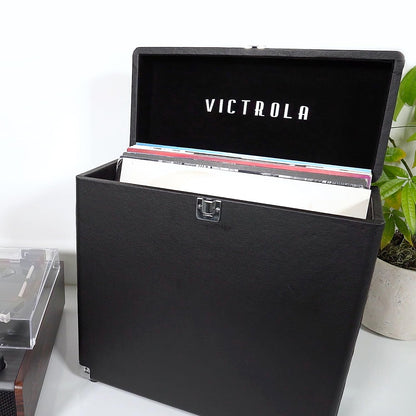 Victrola Collector – Record Storage Case – Holds 30+ Vinyl Turntable Records, Heavy-Duty Hardware, Hinges, & Smart Metal Corners, Portable with Easy-Carry Handle (Turquoise)