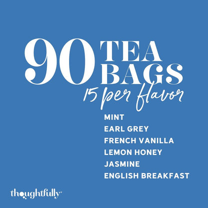 Thoughtfully, Tea Affirmations Christian Prayer Gift Set for Women, Religious Tea Gift with 6 Flavors and Bible Verses from Psalms and Other Books to Rejoice, Mother's Day Pack of 90