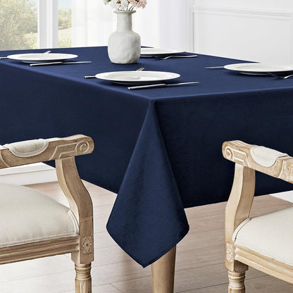 Veblandy 2 Pack Rectangle Tablecloth, 60x120 inch, Water Resistant Wrinkle Free Linen Textured Table Cloth Washable, Decorative Fabric Table Cover for Dining, Party and Camping, Navy Blue