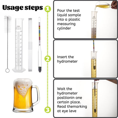 AOZ LIbei Hydrometer Set - for Mead, Wine, Kombucha and Home Brew Beer, Alcohol Tester Accessories Moonshine Still Kit Complete for Home Test Equipment-Specific Gravity Abv Tester