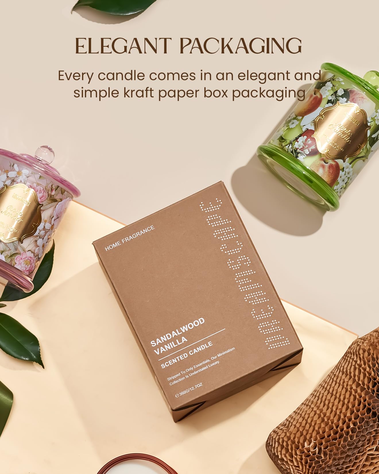 M&SENSE Citrus Candles for Home Scented, Natural Organic Soy Candle 12.7oz 75 Hour Long Lasting Slow Burning, Mandarin Fragrant Double Wick Jar Candle Fresh Smelling for Bathroom
