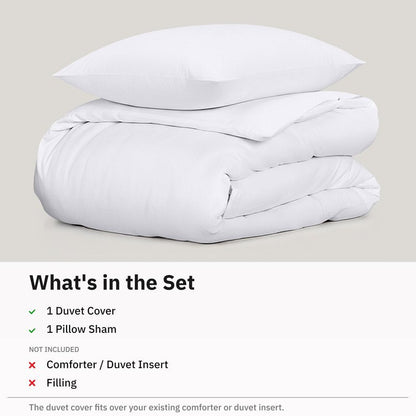 California Design Den 2 Pc Twin XL/Twin Duvet Cover Set - Winner Good Housekeeping Best Bedding Awards 2025, 400 Thread Count Sateen, 100% Cotton Duvet Covers, Button Closure, Corner Ties - White