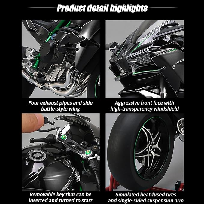 RC Motorcycle Model for Adult 1/7 Scale Remote Control Motorcycle V4 Top Edition with Ignition System &amp Smoke Spray for Biker