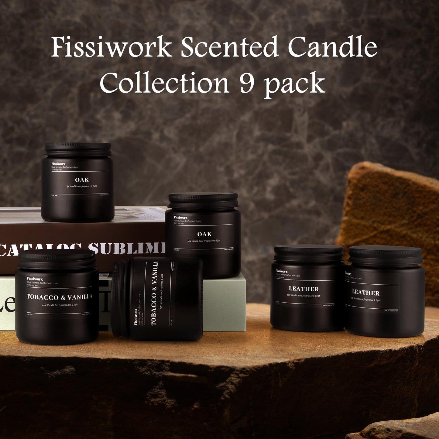 9 Pack Scented Candles Set Gifts for Men, Aromatherapy Candle Set with Scents (Mint & Eucalyptus/Sage & Citrus/Grapefruit) - Gift for Dad, Boyfriend, Birthday, Father’s Day, Anniversary
