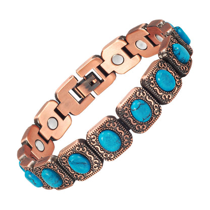 MagVIVACE Copper Bracelet for Women and Joint, Turquoise Magnetic Bracelets with Magnets, Mother's Day Jewelry Gifts