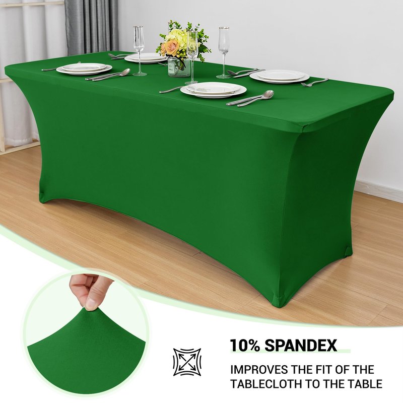 Obstal Spandex Table Cover 4ft Fitted Tablecloth Rectangular - Stretch Folding Table Cloth Rectangle for Birthday Party Wedding Banquet, Emerald Green, 48L x 24W Inch
