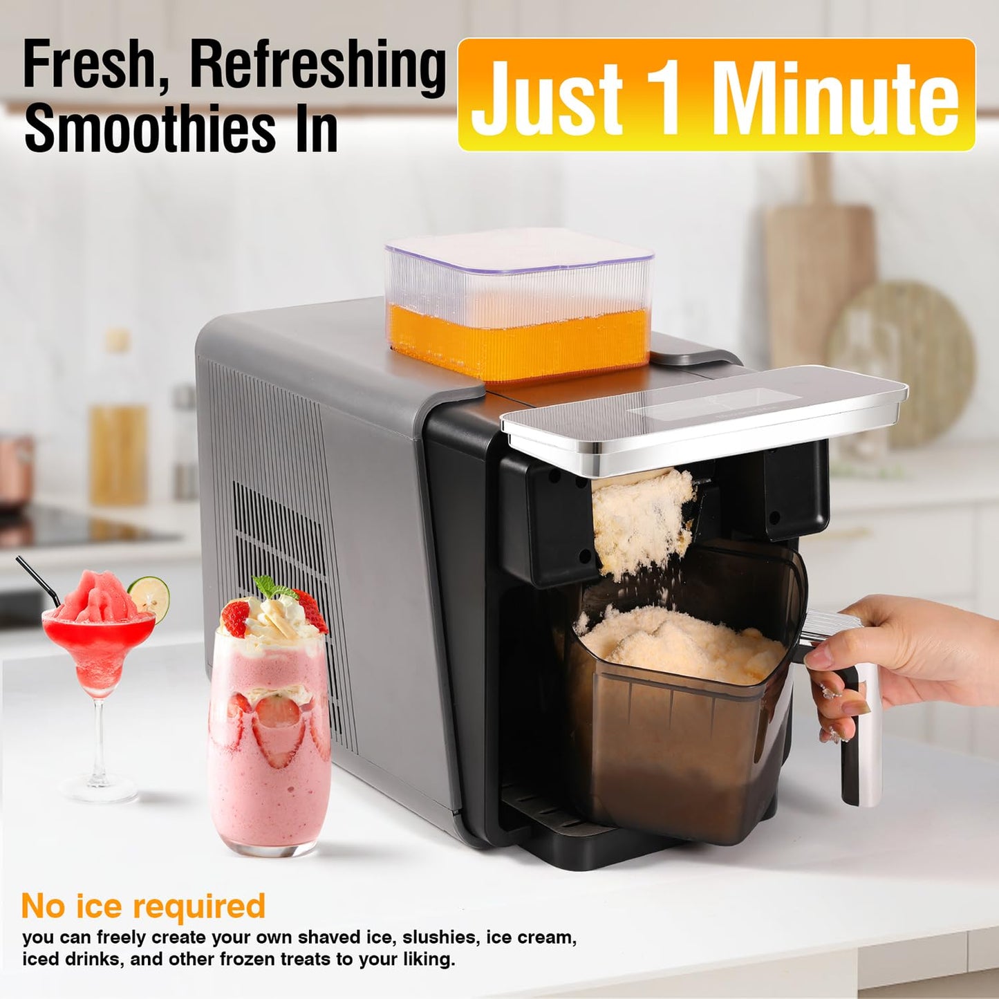 Slushie Machine, 4 IN 1 Shaved lce Machine & Slushie Machine & lce Cream Maker & Frozen Drink Machine, No Sugar Content Requirements, No Ice Needed, Auto-Clean, Perfect for Family, Parties