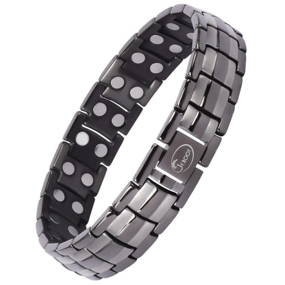 JEROOT Magnetic Bracelets for Men, Pure Titanium Bracelet (3500Gauss Per Magnet), Men's Bracelet Lymphatic Jewelry Gifts (Gray-2)
