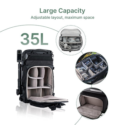 COALAX Lancer300 Pro Camera Backpack with 300W Power Station, Modular Creator Backpack with Magic Arm for Hands-Free POV Filming, Exoskeleton Camera Bag for Photography & Outdoor Production (Green)