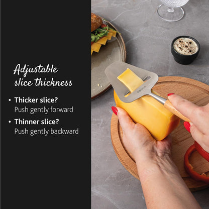 Boska Cheese Slicer Amigo - Slicer for Mature and Aged Cheese - Ergonomic Handle - Stainless Steel - Beech Wood - Non-stick Thanks to BSF Treatment - Also for Slicing Vegetables