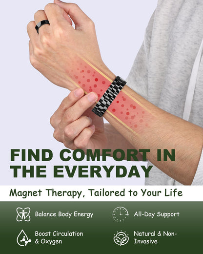 MagEnergy Mens Copper Magnetic Bracelets & Lymphatic Drainage Ring, 99.9% Pure Copper Bracelet with Double-Row Strength Magnets, Adjustable Jewelry with Sizing Tool