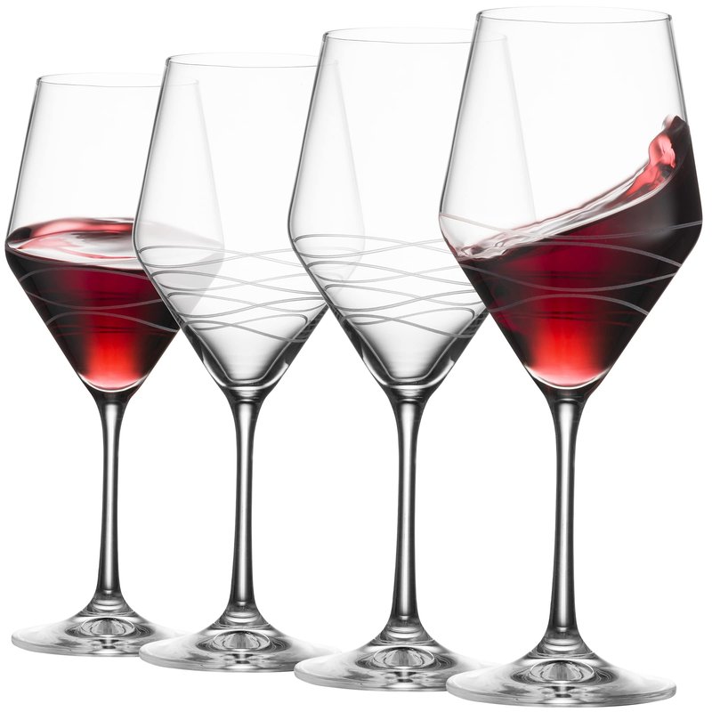 MITBAK Red Wine Glasses Set Of 4 | Chic Long Stem 20 Ounce Wine Glass Set Made From Crystal Clear Glass | Great Wine Gift For Wedding, Anniversary, Christmas, Birthday | Made In Europe