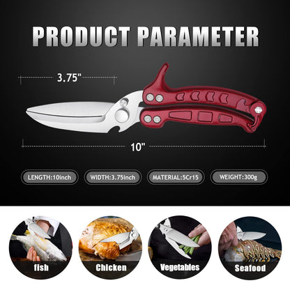 DRAGON RIOT Heavy Duty Poultry Shears - A Must Have Kitchen Shears for Chicken and Meat Cutting - Dishwasher Safe and Stainless Food Kitchen Scissors for Thanksgiving