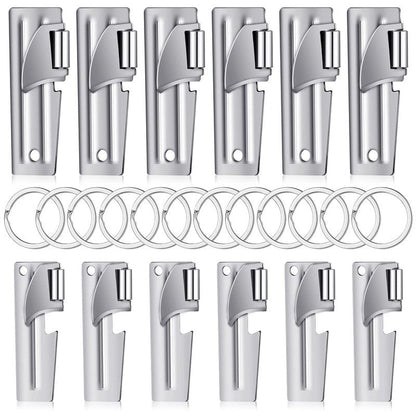 P-38 and P-51 Military Style Can Openers with Key Rings Stainless Steel Camping Can Opener Portable for Kitchen Travel Camping Survival(12 Set)
