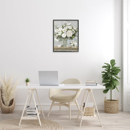 'Country White Full Blossoms'| Framed Giclee Art