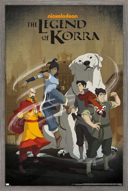Nickelodeon Avatar: The Legend of Korra - Group Wall Poster, 22.4L" x 14.7W", Barnwood Framed Version