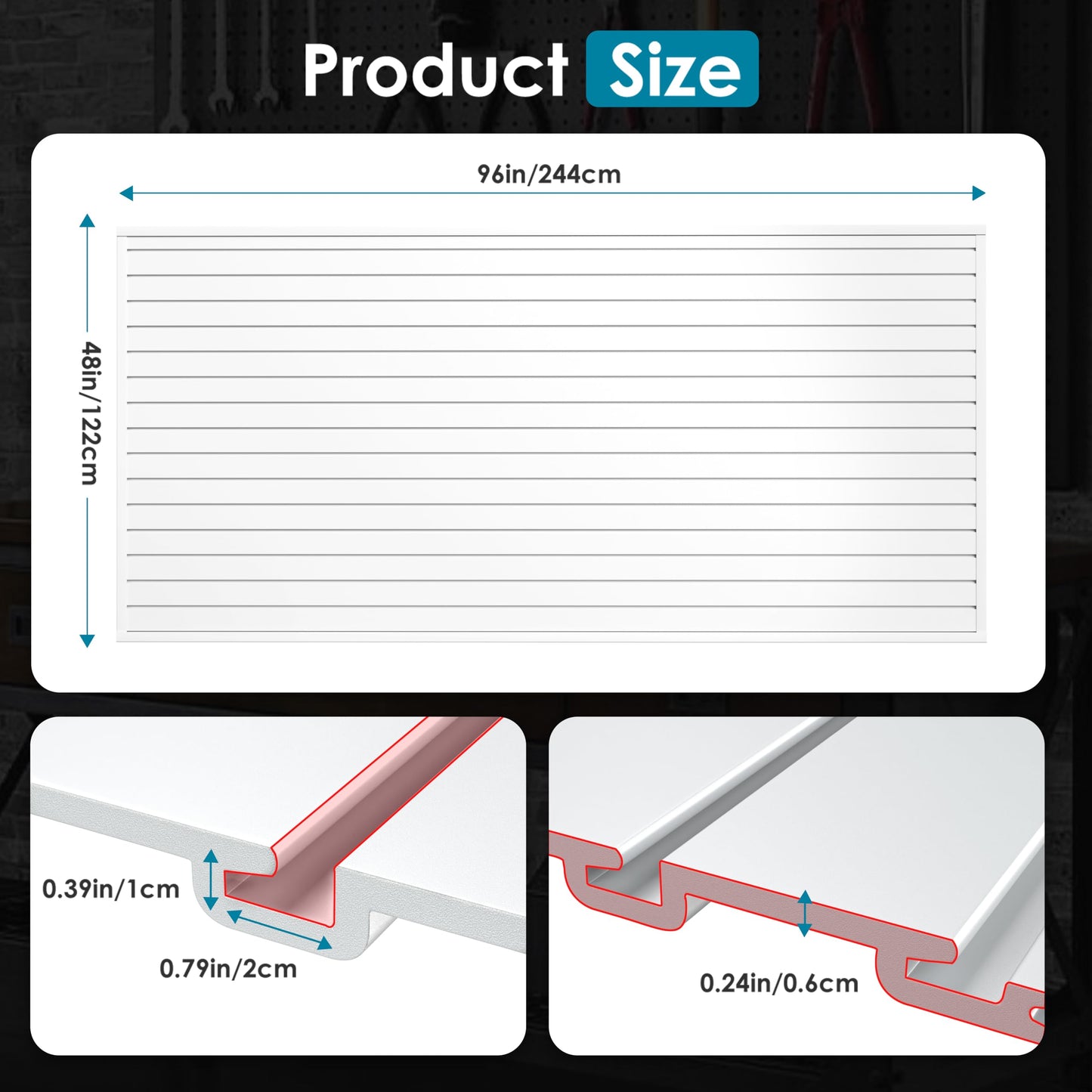 Brakki PVC Slat Wall Paneling 4x8 ft, Garage Organizer Storage System, White Slatwall Panels for Garage Organization Product, Heavy Duty Wall Mounted Tool Storage for Home