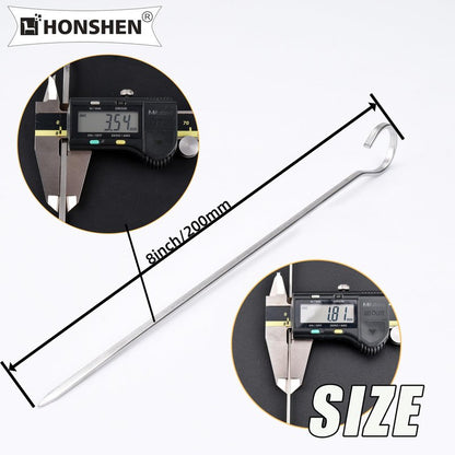 HONSHEN 8 inch Flat Stainless Short Barbecue,BBQ Skewers, Kebab Kabob Grill Skewers 12 pcs