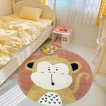 USTIDE Round Animal Rug 4ft Shaggy Mat Soft Monkey Rug Animal Carpet for Bedroom Classroom Home Decor