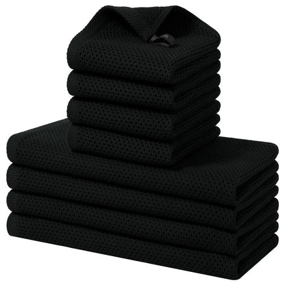Homaxy 100% Cotton Kitchen Towels and Dishcloths Set, 12 x 12 Inches and 13 x 28 Inches, Set of 8 Bulk Kitchen Towels Set, Ultra Soft Absorbent Dish Cloths for Washing Dishes, Black