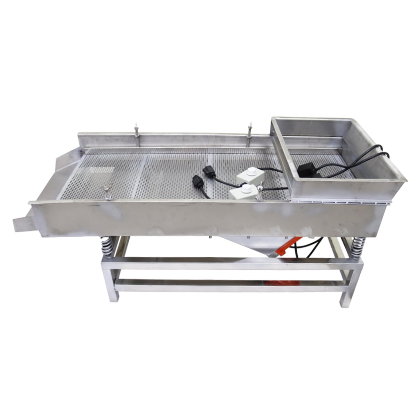 TECHTONGDA Straight Vibrating Sieve Screen Shaker Electric Linear Sifter Machine Stainless Steel One Layer Two Motor 4mm Screen Size 15.7×37.4inch 110V