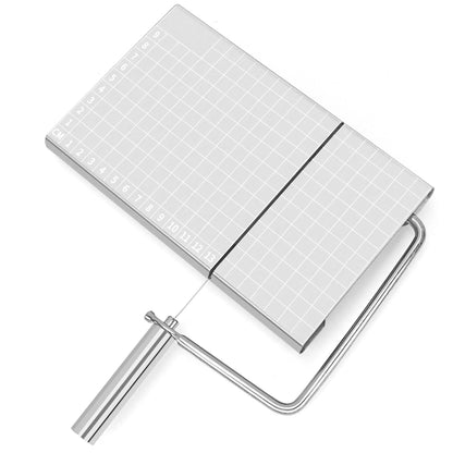 Stainless Professional Cheese Slicer with 5 Replacement Wire,Cutter and Measurement Grid Board, For Block Cheese,Cheese, Effortless Slicing