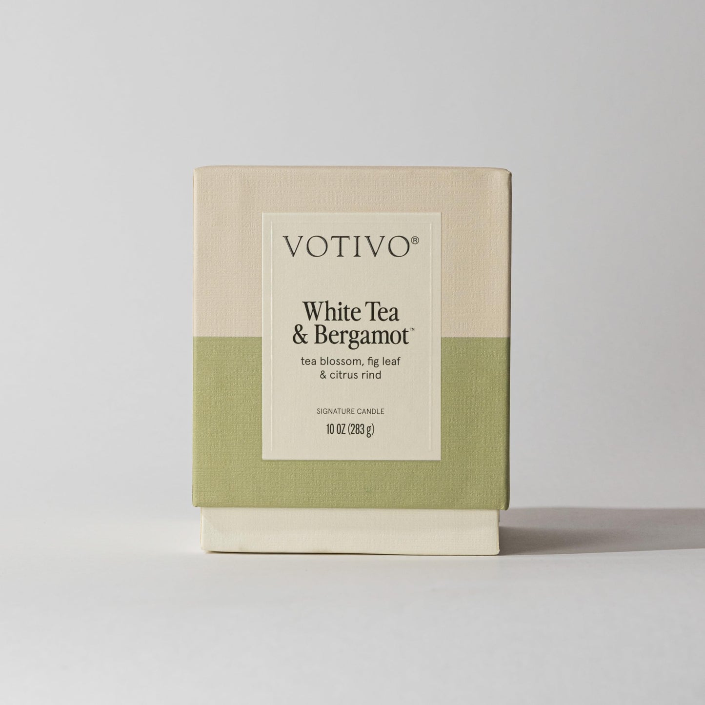 Votivo White Tea & Bergamot 10 oz Signature Candle | Soy Wax Blend | Luxury Glass Jar & Box | Home Decor |Gifts | Highly Scented
