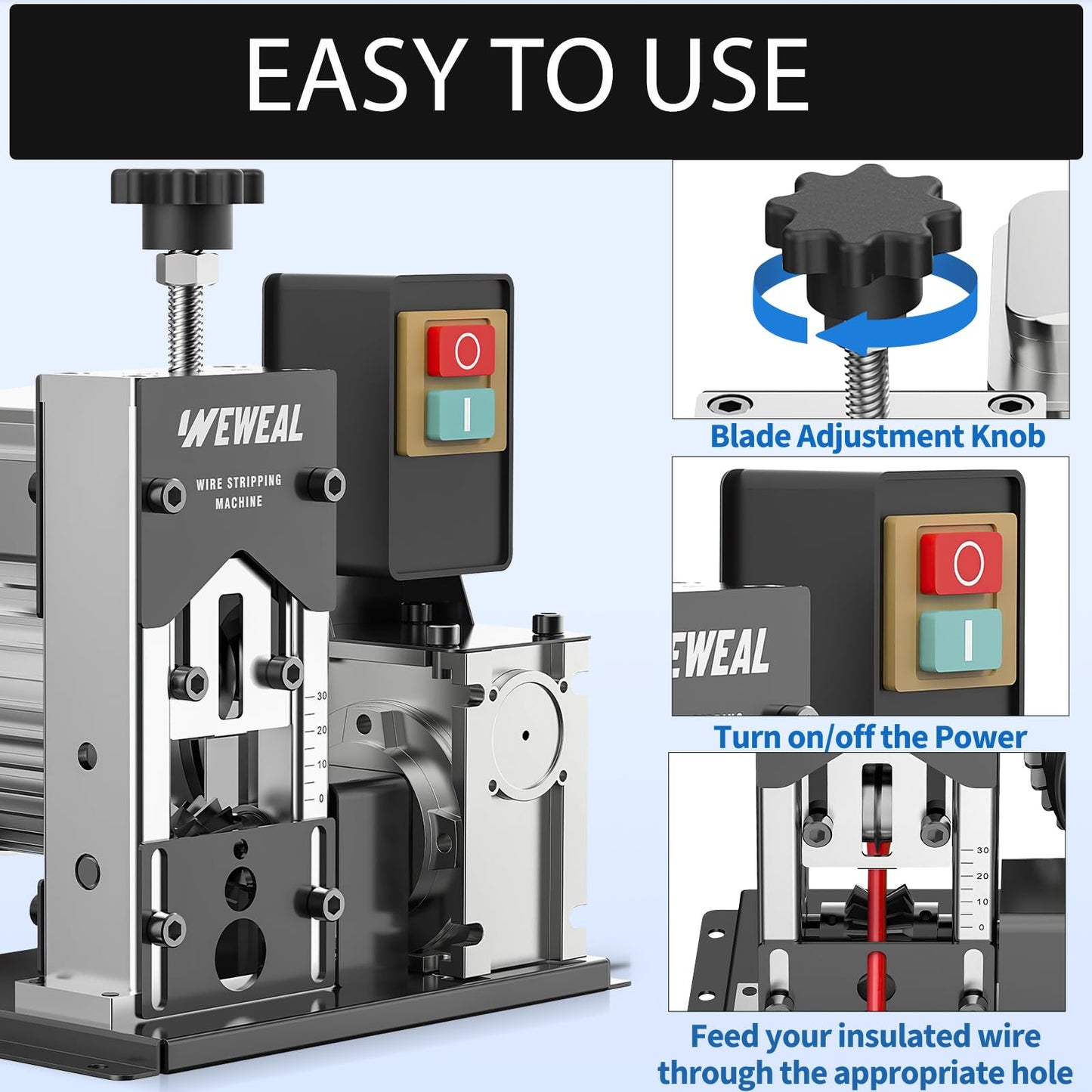 Wire Stripping Machine, 0.06''-1.18'' Automatic Wire Stripping Tool with All Aluminum Frame, Electric Wire Stripper Machine for Recycling Copper Wire