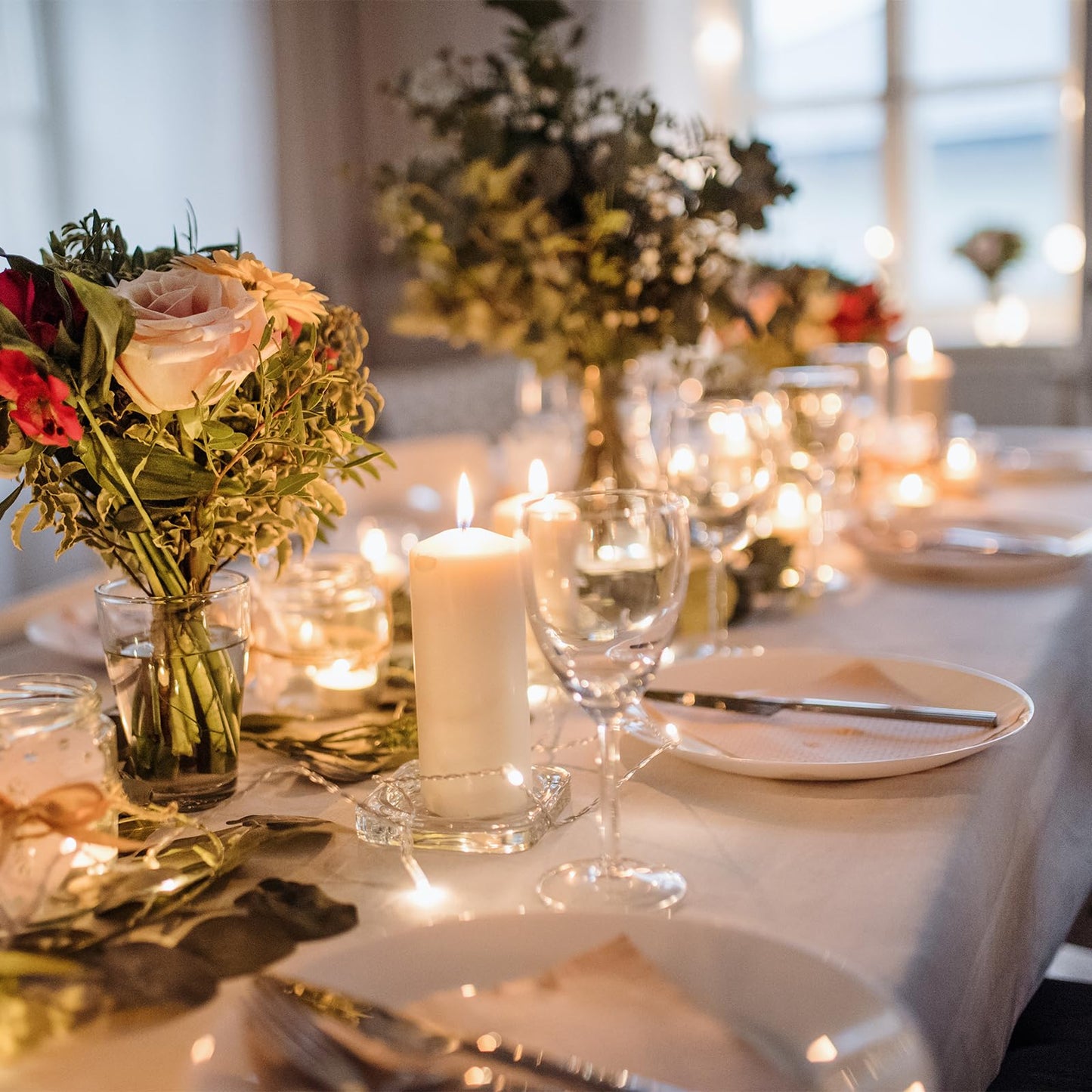 MTLEE 36 Pcs Pillar Candles Bulk Set of 3 Long Burning Wax Pillar Candles 2 in x 3, 6, 8 Inch Dripless Unscented Smokeless for Wedding Party Spa Lantern Fireplace Home(Ivory White)