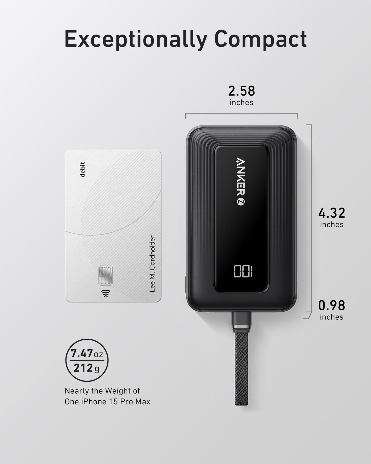 Anker Portable Charger, 10,000mAh 30W Power Bank, USB-C in and Out Fast Charging Battery Pack, Travel Essential Phone Power Bank, for iPhone 16/15, iPad, MacBook, Galaxy, Google, and More