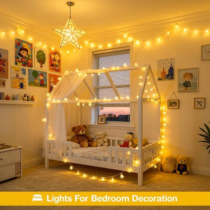 JMEXSUSS 100 LED Globe Star String Lights, 33 FT Globe String Lights Indoor USB Plug in, Warm White Star Fairy Lights for Bedroom Classroom Dorm Indoor Decor