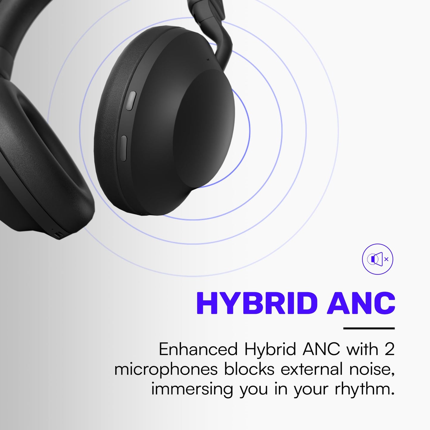 Raycon Pro Bluetooth Headphones - Premium Over The Ear Headphones, Hybrid Active Noise Cancelling Wireless Headphones + Awareness Mode, Bluetooth Headset with Mic, 60 Hours of Battery Life (Black)